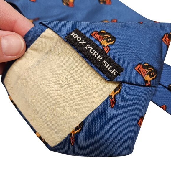 Claude Montana Blue Silk Tie W/ Dog Motif Novelty Pure Silk Mens Workwear Career - Picture 3 of 7